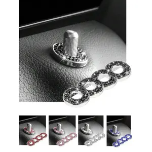 4PCS Bling Car Inner Door Lock Pull Stickers,Rhinestones Door Lock Pull Cover Compatible With Mercedes Benz A-Class/B-Class/C-Class/E-Class GLC GLA GLK GLA,Stylish Car Accessories For Women Men, Rhinestones Pull Rod Bolt Decorations, Crystal Auto Decals