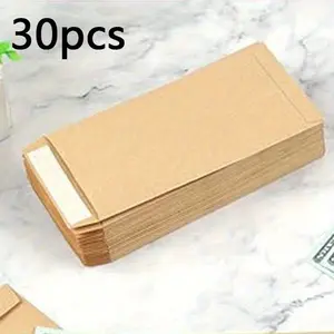 30 Self-Adhesive Cash Envelopes, Small Paper Envelopes, 6.5x3.2 Inches, Reusable Design, Ideal for Coins, Bills, Checks, Budgeting, Organization