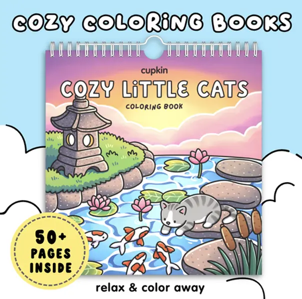 Cozy Coloring Books Collection, 50 Unique Coloring Pages With Sticker Sheet