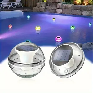 Solar RGBW color-changing LED water floating light, 3 modes switching, automatic lighting, automatic charging and turning off lights during the day, colorful dimming, water float lights, hot spring lights, fountain lights, fish pond lights, pool landscapi