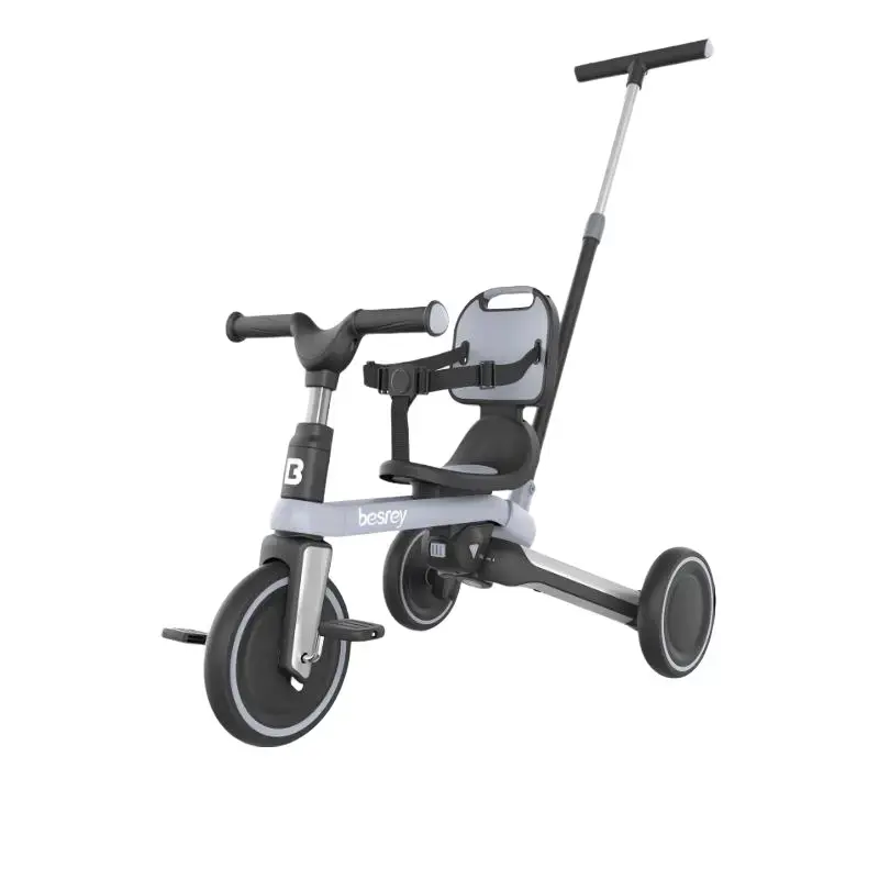 Besrey 5-in-1 Kid Tricycle - Adjustable Handlebar, Detachable Foot Pedals, Folding Balance Bike for 1-3 Year Olds, Aluminum Alloy Frame, PU EVA Wheels That Absorb Jolts, Trike for Baby Outdoor Play, Eva Wheels Absorb Jolts