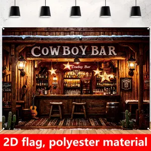 Western Cowboy Backdrop Country Theme Backdrop Bar Party Background Cloth Rustic Tapestry Wall Hanging Photography Background Polyester Fiber Indoor Outdoor Event Party Studio Decor Prop Wall Art