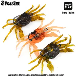3 Pack Large 13cm 32.5g Crab Soft Lures, Pre-Rigged Heavy-Duty Baits with Hooks, Slow Sinking Realistic Action for Big Redfish & Inshore Saltwater Fishing
