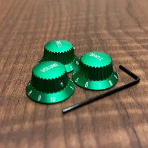 Warmtone CG Anodized Aluminum Strat Knob Set “Green” Set Screw