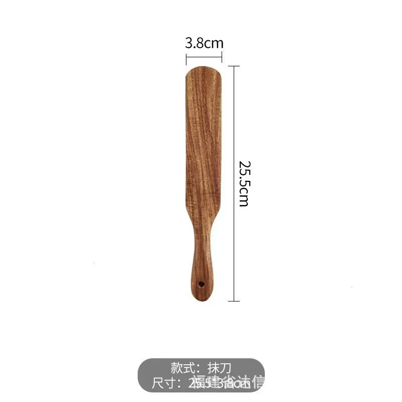 Handcrafted Acacia Wood Spatula – Flat Stir Fry Turner for Nonstick Cookware, Natural Wooden Cooking Utensil for Kitchen Use