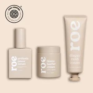 ROE Gentle Eczema Relief Trio - Probiotic Power Serum, Biome Barrier Cream, & Diaper Rash Cream - EWG Verified, Non-Irritating, Fragrance-Free, Moisture-Rich Formula for Sensitive Skin