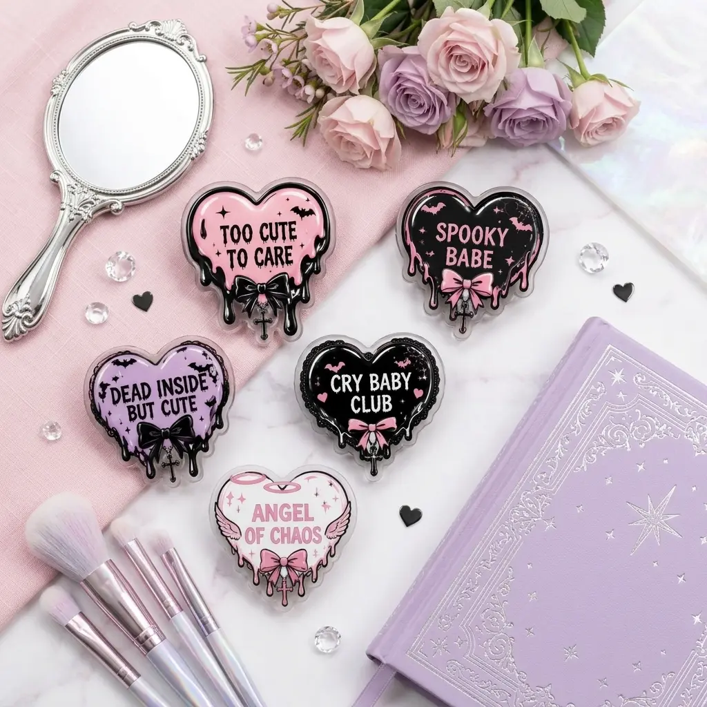Gothic Heart MagSafe Phone Grip Collection, Spooky Cute Acrylic Magnetic Phone Holder, Coquette Goth Mobile Stand, Dark Aesthetic Gift For Her Case