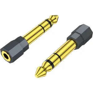 2 Pack 6.35Mm 1/4 Male to 3.5Mm 1/8 Female Stereo Headphone Adapter Audio Jack Plug Gold Plated for Speaker Headphone Guitar Digital Piano Amp Adapte (Grey) QianLink