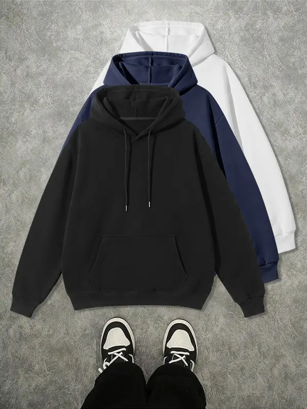 Men’s pullover hooded sweatshirt, multi-pack, autumn, loose casual, versatile long-sleeve outerwear for everyday walks