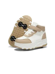 Detachable Wheel Shoes, Four-Wheel Inline Skates, PU Leather Upper, Durable Anti-Slip Tpr Sole, Comfortable Multifunctional, Outdoor Sports