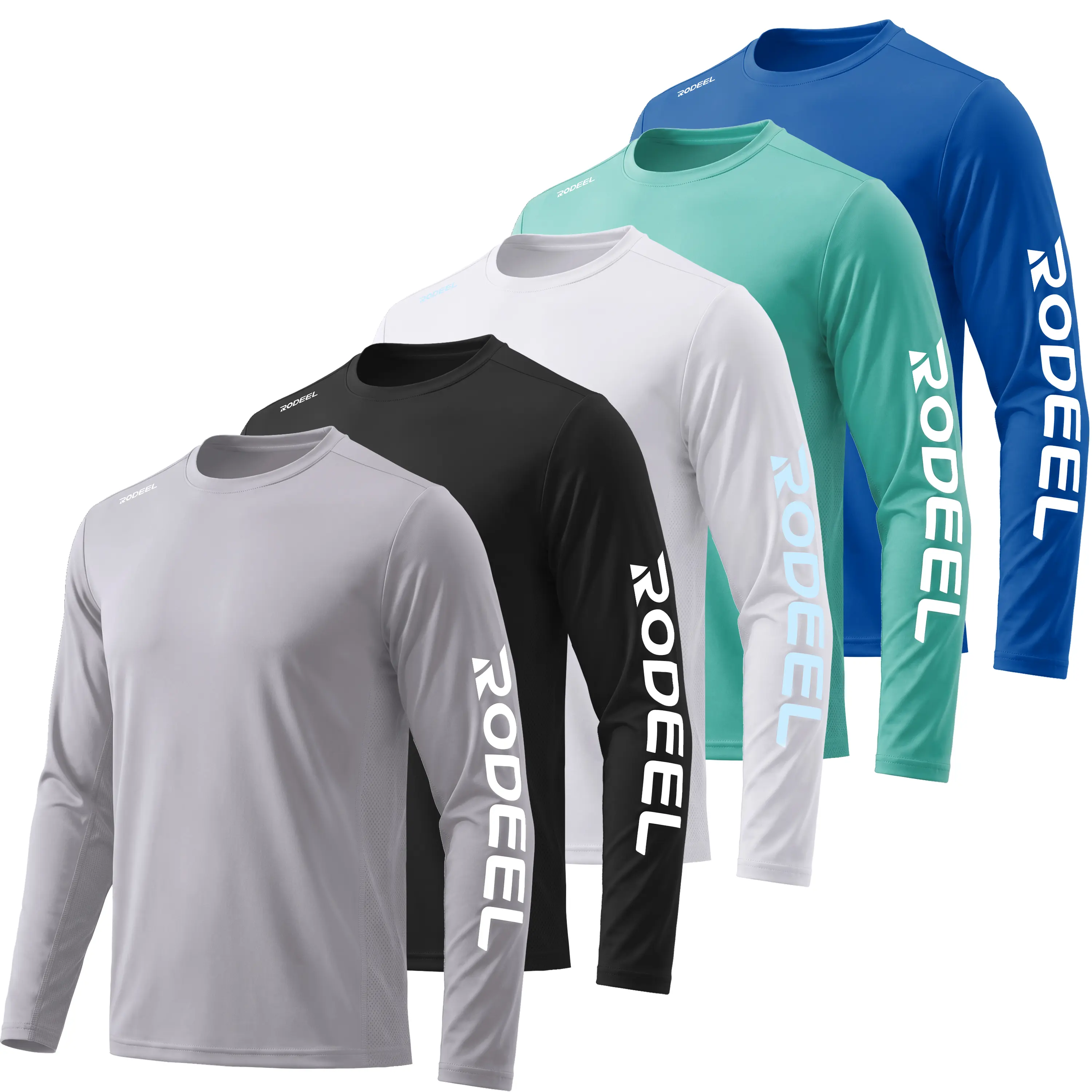 RODEEL 961 Men's UPF 50+ Sun Protection Long Sleeve Shirt - UV Detection Logo, Breathable Mesh Panel, Quick Dry, Moisture Wicking, Cooling Lightweight Light Outdoor Sports Top for Hiking, Fishing, Hiking / Light Outdoor, Lightweight Breathable Sports T-Sh