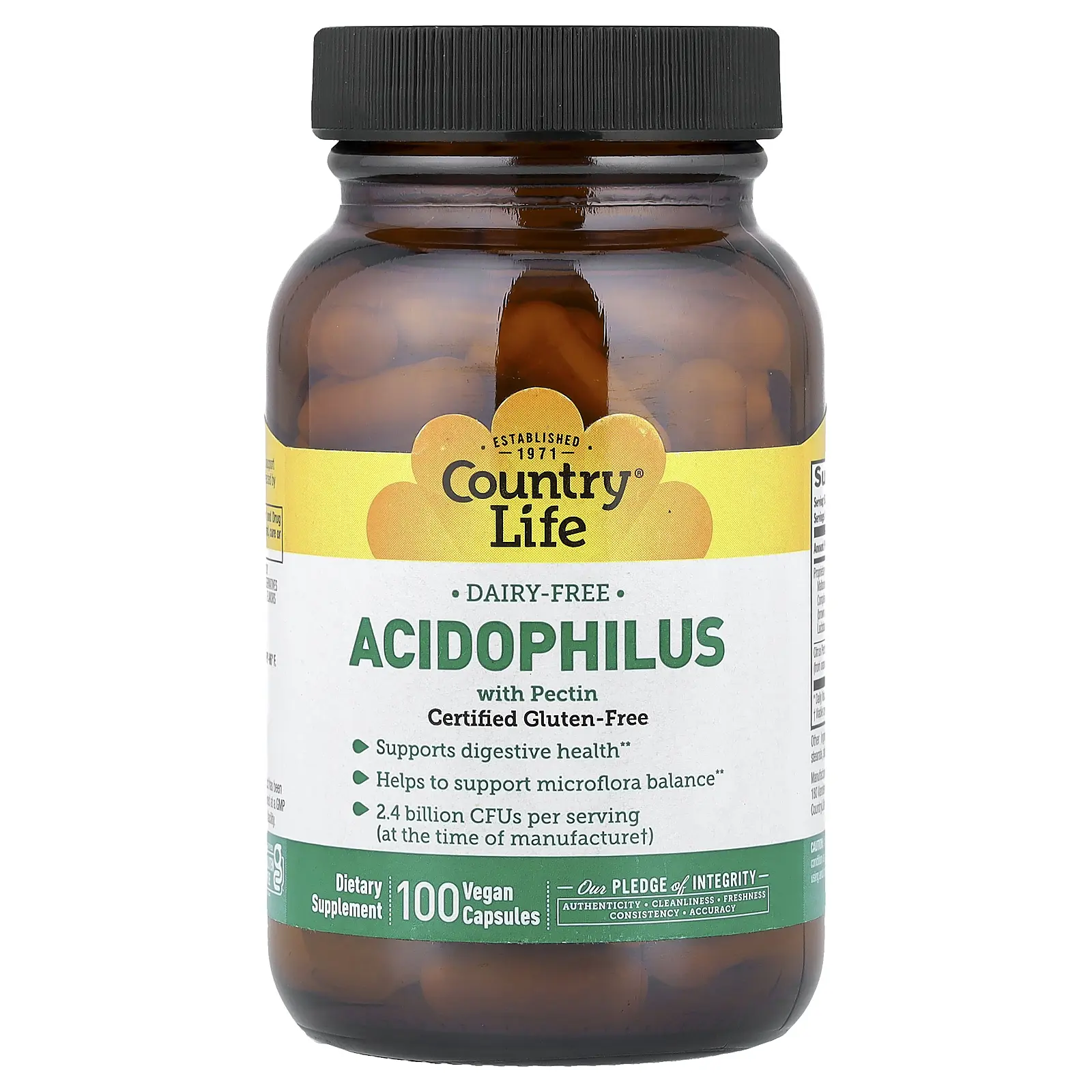 Country Life Acidophilus with Pectin, 100 Vegan Capsules