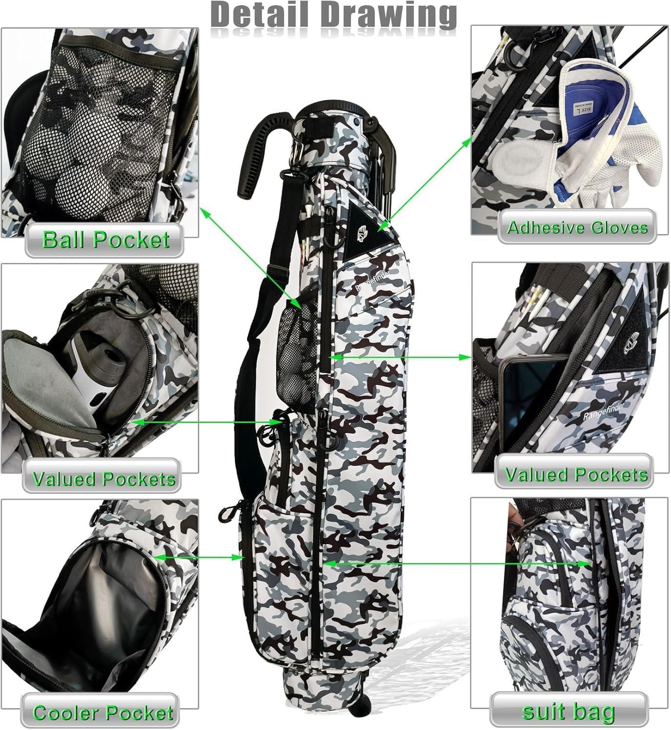 Sunday Golf Bag with Strap & Stand, Lightweight Golf Stand Bags with Two-Way Divider/Cooler Pocket, Golf Club Bags Holds 5-6 Clubs for Driving Range, Par 3 and Standard Courses