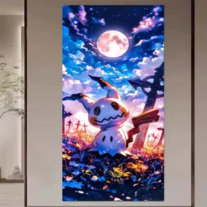 1 DIY Handmade Diamond Painting Kit, 5D Diamond Art Set, DIY Decoration, Pokémon Night Scene Diamond Painting Kit with Full Round Diamonds, Mosaic, Diamond Art, DIY Art Home Decoration, suitable for Christmas.