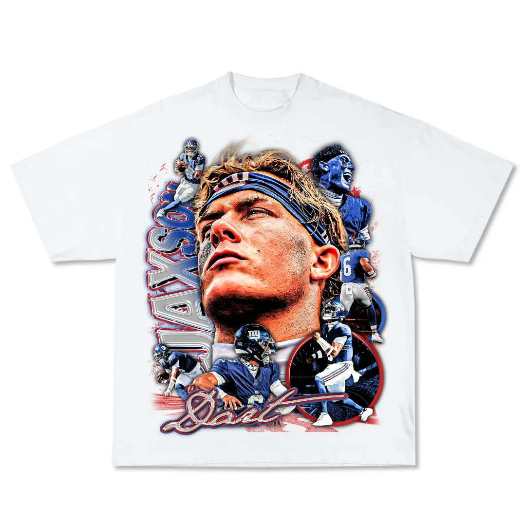 Jaxson Dart Graphic Tee, Y2K Rap Streetwear T-Shirt, Unisex Crew Neck, Vintage Hip-Hop Graphic, Sports Style, Casual Cotton Fit