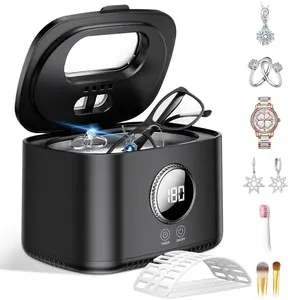 Ultrasonic Jewelry Cleaner, 47kHz Ultrasonic Cleaning Machine with 5 Modes & UV Light, 20 oz Large Capacity Stainless Steel Tank for Eyeglasses, Rings, Necklaces, Dentures