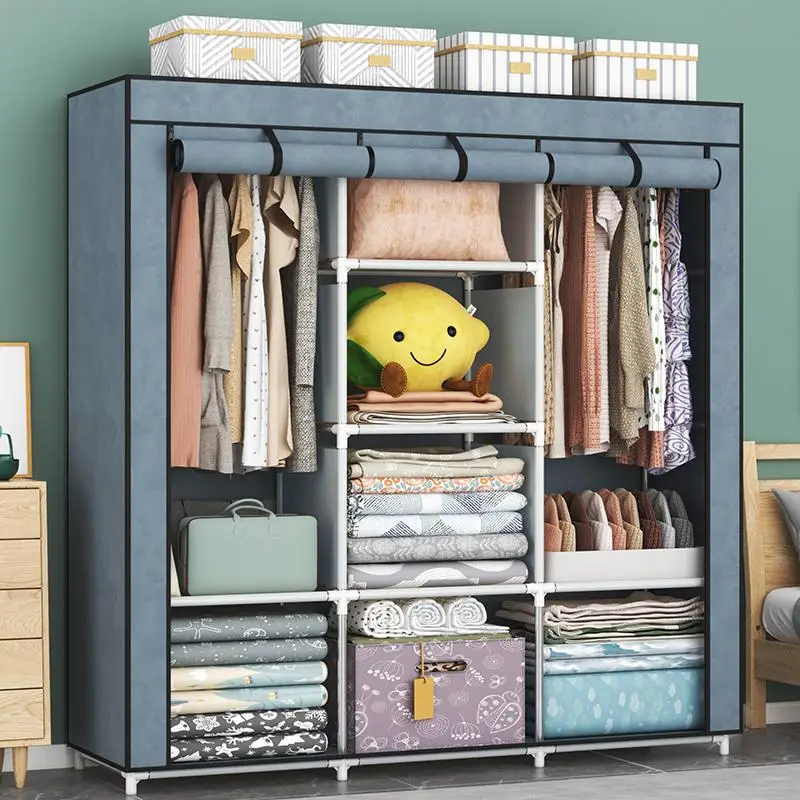 Bedroom Simple Assembled Wardrobe, Dustproof Foldable Fabric Wardrobe for Clothes Quilt Coat, Bedroom Accessories Storage, Summer Essentials, Summer G