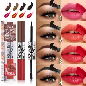 2in1 Eyebrow gel and Lip gloss gel,Easy Peel-Off Eyebrow Gel - Waterproof & Sweatproof, Long-Lasting Black or Brown TattooTint, Film Forming, Tattoo Lip Gloss Color Peel-Off 4-Color,Medium Coverage for All Skin Types