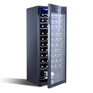 55-Bottle Beverage Refrigerator Countertop Wine Cooler with Glass Door, Single Temperature Zone Beverages Fridge for Champagne Sparkling Red Wine, Digital Thermostat, for Home,Bar, Kitchen