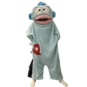 Funny Onesie Set, Comfortable Loose Hooded Flannel Pajamas - 2 Piece Set Includes Sleepwear + Shoes, Soft Skin-Friendly Long Nightgown，ugly fish