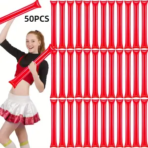 50 Thunder Sticks- Thickened Plastic Inflatable Cheer Sticks, Suitable for Sports Events, Team Spirit, Basketball Games, and Dance Parties- Vibrant Orange and Yellow Mixed Colors, Essential for Game Days, Streamlined Design, Durable