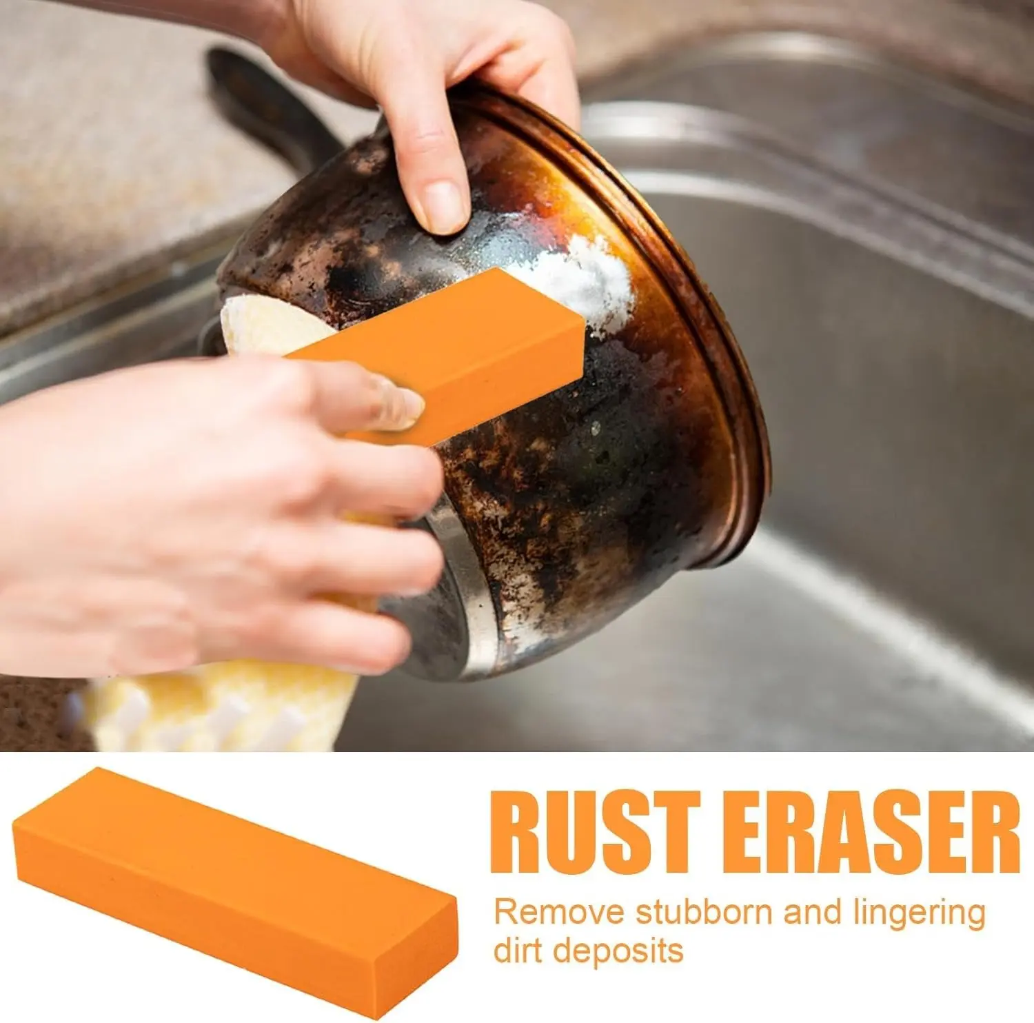 1Pc Safe Rubber Cleaner for Bathroom Glass & Kitchen Pots, Effortless Home Cleaning Tool, High-Efficiency Stain Removal Solution