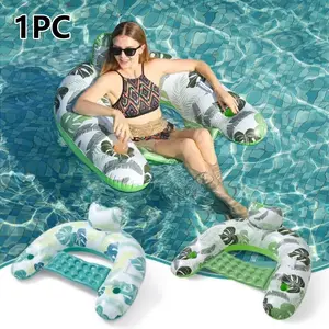 1pc U-Shaped Backrest Inflatable Float Bed, Adult Pool Floating Chair, PVC Water Sofa, Comfortable Lounge Furniture for Swimming Pools