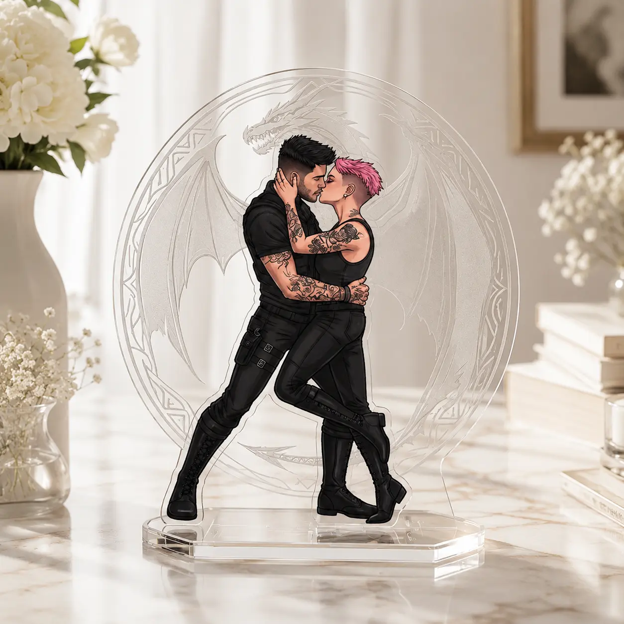 Couple Kiss Bookend Standee, 4th Wing Inspired Acrylic Standee, Acrylic Gift for Friend, Dark Romance