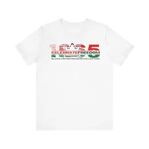 BLACK | 1865 | CELEBRATE FREEDOM  Short Sleeve Premium T-Shirt | Embedded Distressed Flag