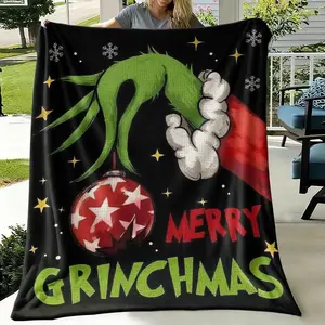 Christmas Grinch Blanket Flannel Throw, Soft Comfortable Gift for Any Occasion, Perfect Home Decor, Valentine's Day Present
