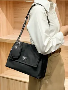 New high-quality messenger bag for men and women, genuine leather and nylon, large capacity, casual shoulder and crossbody bag for women