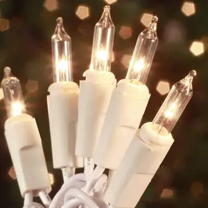 Christmas Lights 100 Count Mini Clear Lights 32ft White Wire Christmas Tree String Lights Set for Outdoor Indoor Christmas Decorations Wedding Decorations Valentines Day Decor,UL Certified (32feet)