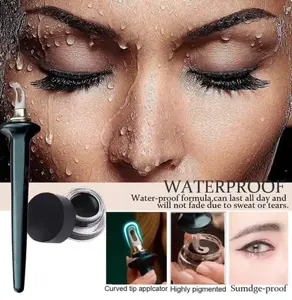 ANYHAS Waterproof Eyeliner Applicator Kit - Reusable Silicone Guide with Cream for Flawless Winged Look - Makeup Tool Set for Beginners - Eyelash Extension Tweezers