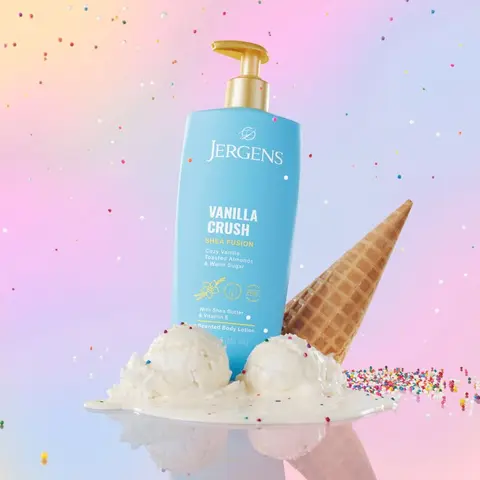 Jergens Shea Fusion Body Lotion - Warm Amber, Vanilla Crush, Lavender Dreams, Sparkling Berry -14 fl oz
