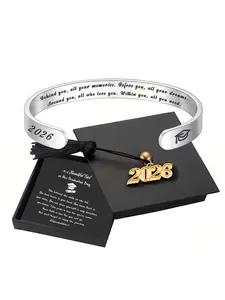 PC Graduation Gift for Her Him with Gift Box Class of 2026 Graduation Stainless Steel Bracelets for Her Him- Graduation Gifts for Her High School Grade 5 8 Graduation Compass Bracelet for Women College Graduation Gift for Daughter Girl Her