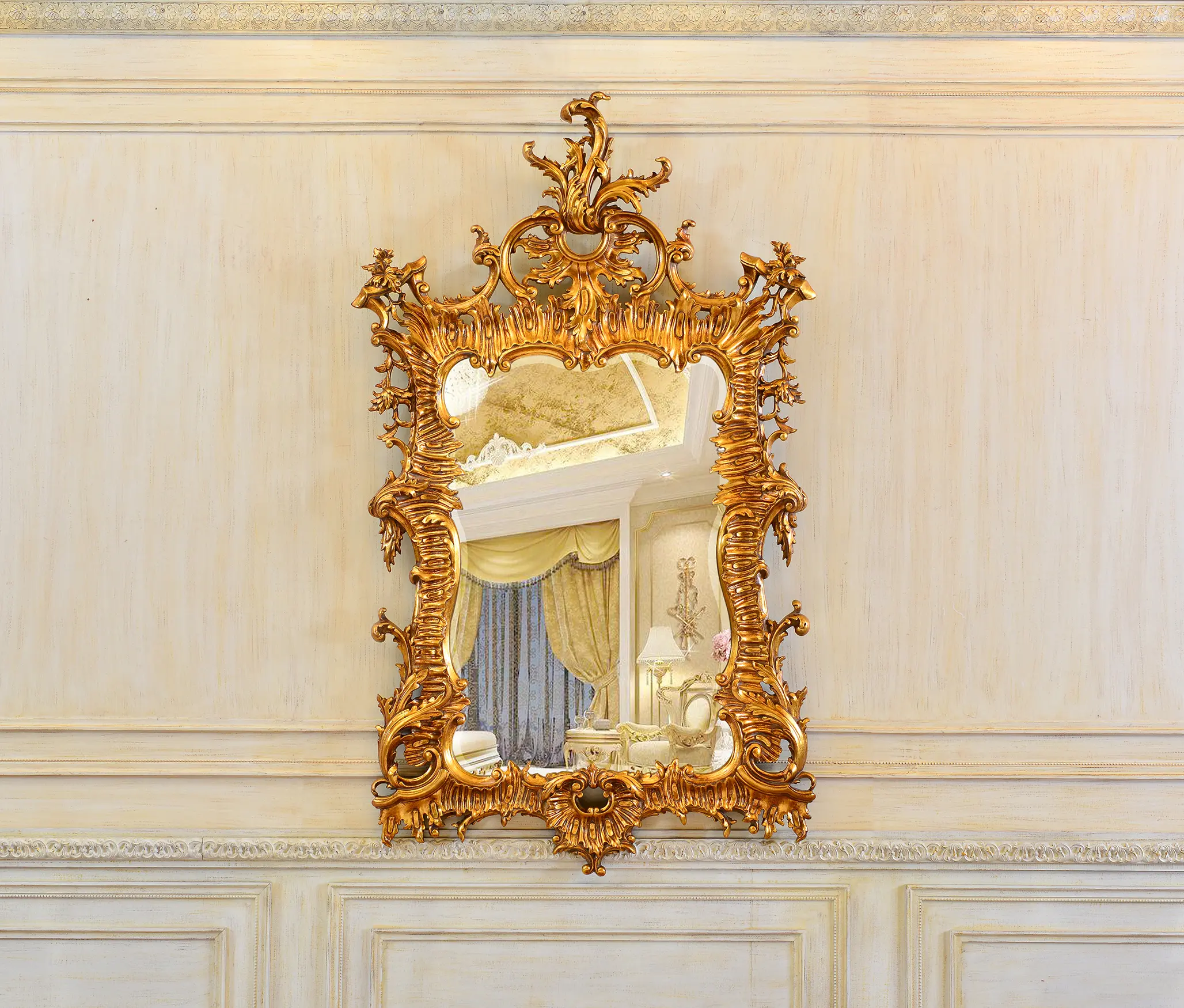 Baroque-Style Gilded Wall Mirror