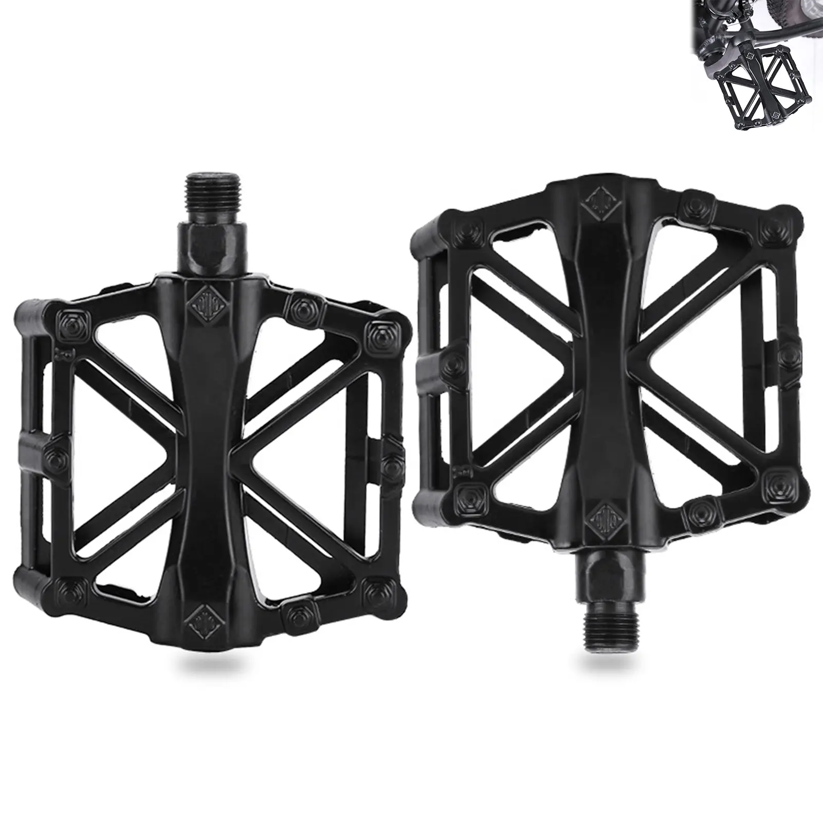 Aluminum Bike Pedals with Dual Bearings X Design Non Slip Surface Universal Fit for Mountain Bicycles Road Bikes Adult Cycling Durable Sealed Bearing Pedals Easy to Install for Men Women