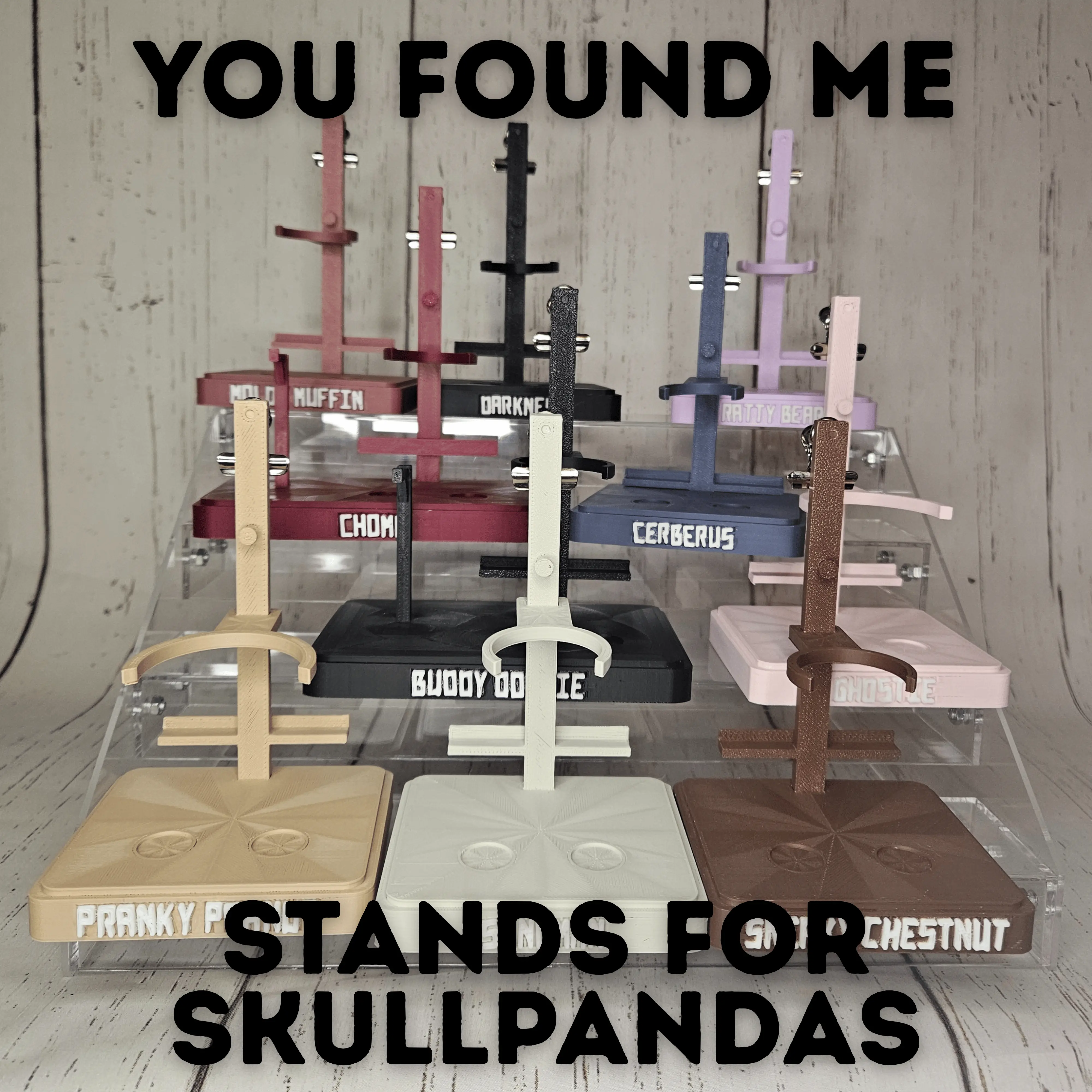 You Found Me Skullpanda Custom Display Stands – 3D Printed Bases with Foot Holes & Card Clip