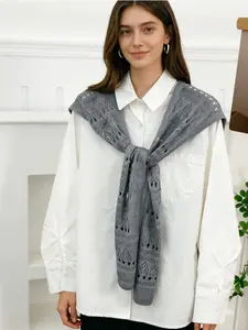 Women's Knitted Shawl Wrap Scarf, Fashionable Multifunctional Design, Pure Color Stylish Accessory for Daily Wear & Gift