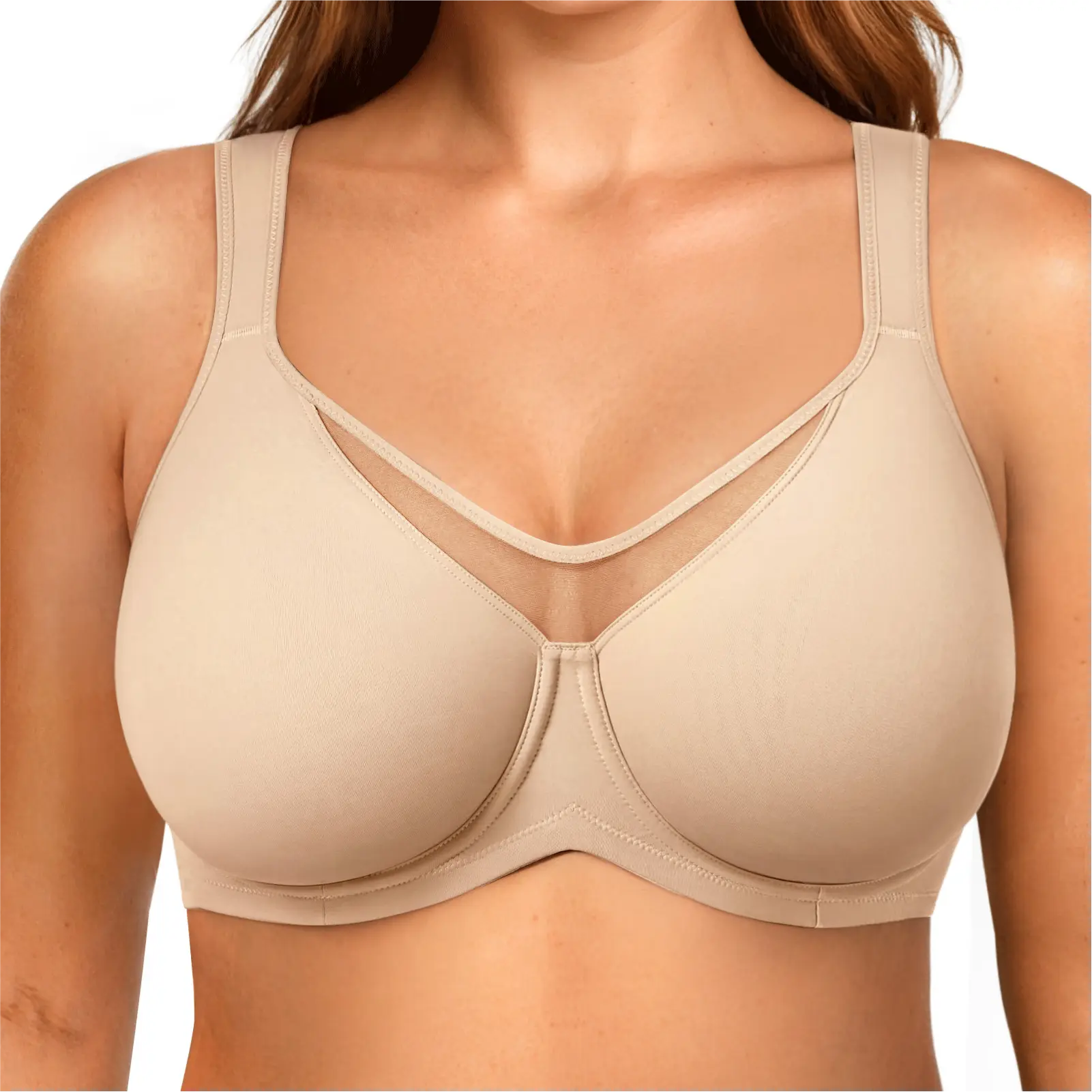LetsJoli Women's Full Coverage Minimizer Bra - Underwire, Unlined, Comfy, with Wings, Customized Fit for Heavy Breasts, Casual Everyday T-Shirt Bra, Plus Size