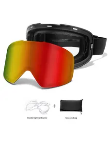Ski Goggles with Uv400 Protection, Anti-Fog, Interchangeable Magnetic Lenses, OTG-Friendly, Frameless Design, Snowboarding Gear for Men & Women