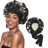 Short Bonnet(Black Flower+green)