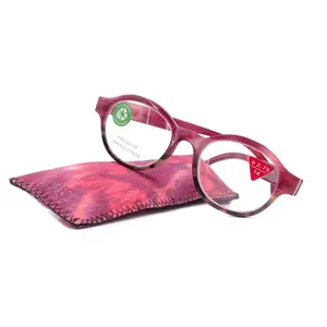 Citlalli, (Premium) Reading Glasses, Round Frame  +1.25 .. +3 Magnifying Eyeglasses (Marble Pink) Circle Style. NY Fifth Avenue Lightweight Unisex