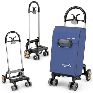 Foldable shopping cart for groceries with wheels and removable bag and rolling Personal Handtruck