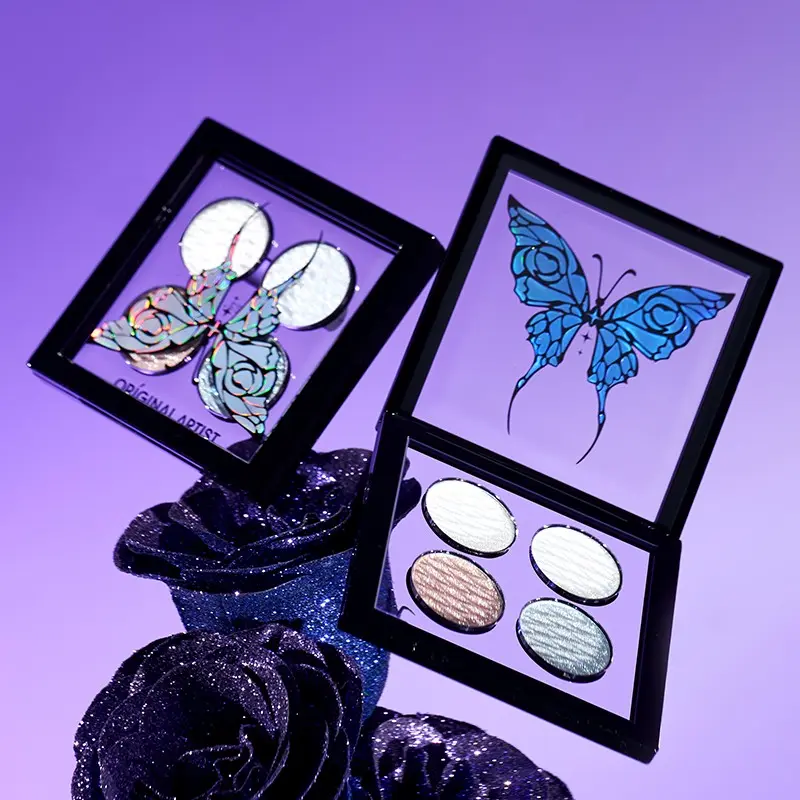 OR-AR Original Artist Super Flash Chameleon Highlighter Gradient Metallic Magic Colors Luminous Face Contour & Brightener Palette Glitter Sparkle Makeup