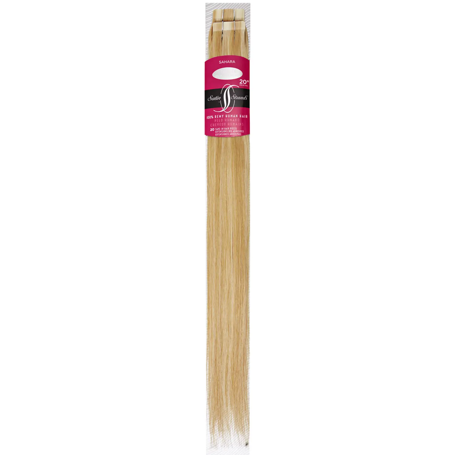 Satin Strands Tape In 20 Inch Human Hair Extensions, 20 Pieces/45g Each, Pretaped, Safely Adhere to Most Hair Types, Easy Application, Classic, Remy Hair Extensions