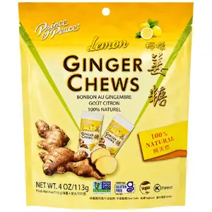 Prince of Peace Lemon Ginger Chews, 4 oz Individually Wrapped Natural Candy, Gluten-Free, Vegan