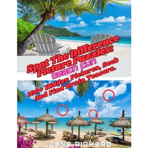 Spot The Difference Picture Puzzles: Beach Fun.: 100+ Hidden Pictures, Seek And Find Brain Teasers. Paperback – Large Print, November 10, 2023