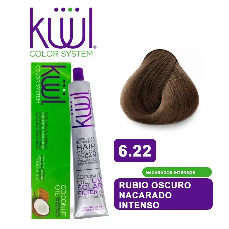 Permanent Hair Color 6.22 Cream with Coconut Oil, UV Filter & Collagen – Professional Hair Dye for Long-Lasting Color, Shine & Gray Coverage