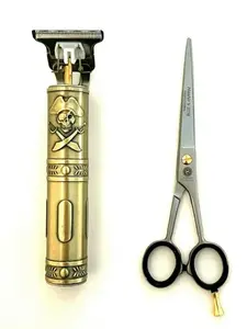 Professional Quality 7.5″ Size Curved Hashir’s Scissors Shears + Cordless Shaving Hair Clipper Trimmer